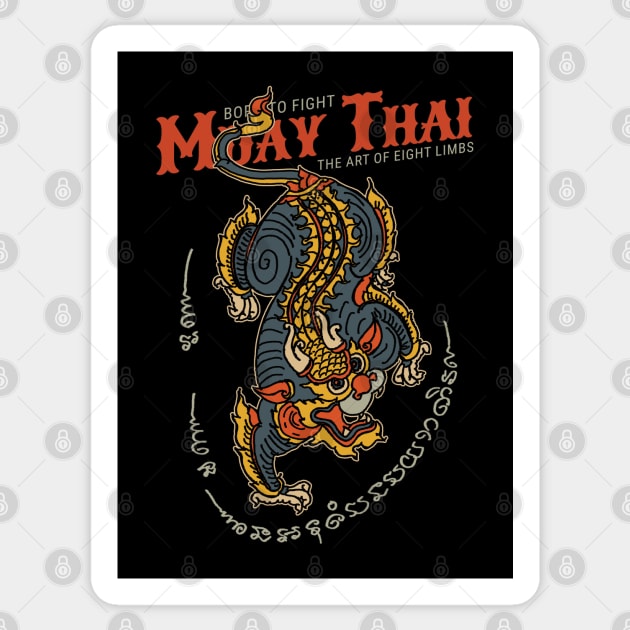 Sak Yant Muay Thai Lion, The Art of Eight Limbs Sticker by KewaleeTee